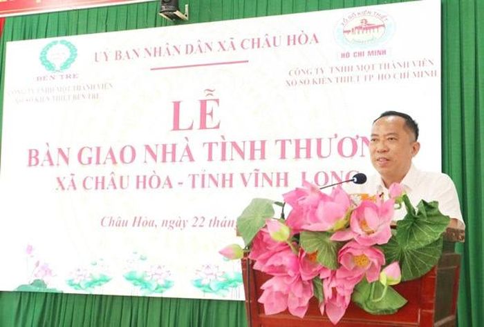  Ông Trương Vĩnh Tùng - Bí thư Đảng ủy, Tổng Giám đốc Công ty XSKT Thành phố Hồ Chí Minh phát biểu tại buổi lễ 