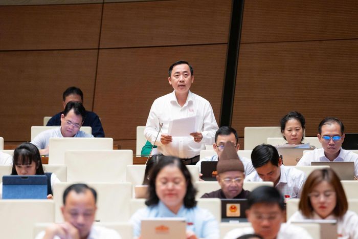  Đại biểu Đào Chí Nghĩa (Cần Thơ) phát biểu chiều 10-8. Ảnh: VIẾT CHUNG 