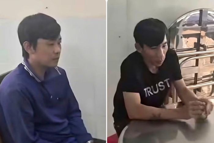 Hai đối tượng tại cơ quan công an. Ảnh CACT.
