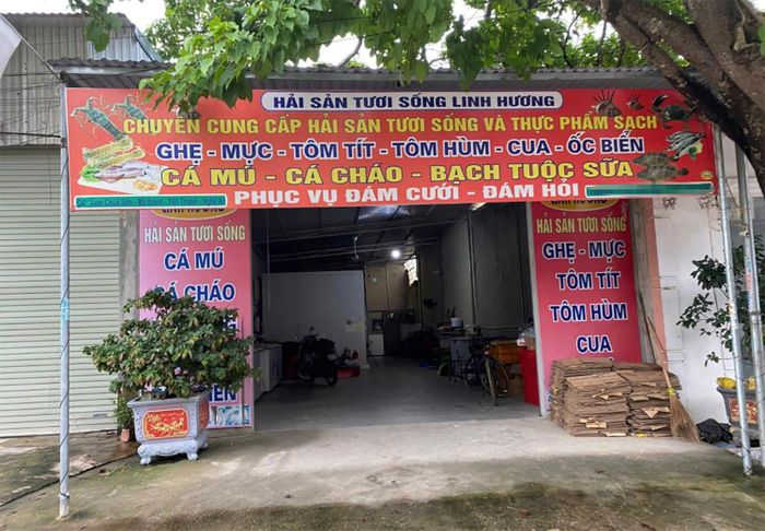 Hương thuê nhà mở cửa hàng buôn bán hải sản tại huyện Yên Thành (cũ) nhằm tạo vỏ bọc cho hoạt động huy động vốn. Ảnh: Công an Nghệ An