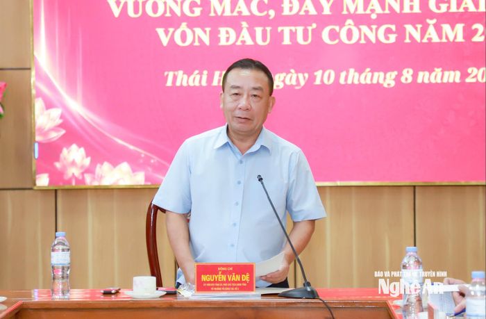 Phó Chủ tịch UBND tỉnh Nguyễn Văn Đệ kết luận cuộc làm việc. Ảnh: Thành Duy