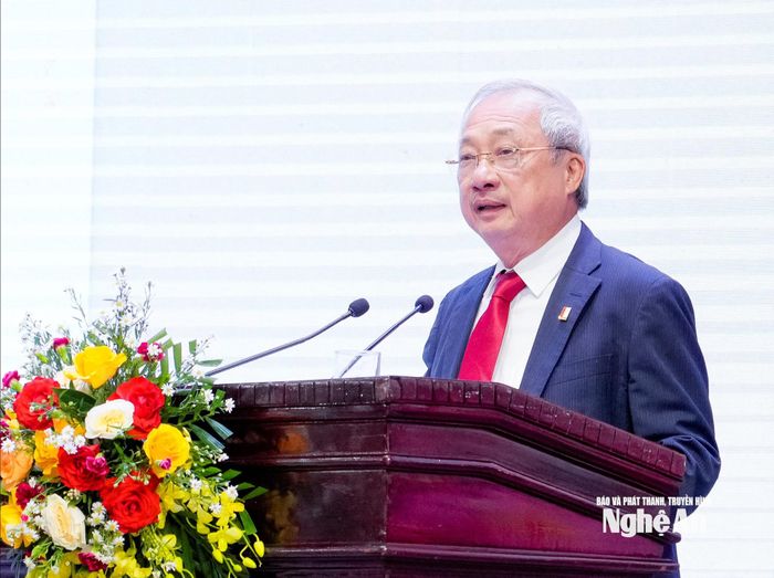 Thượng tướng Nguyễn Văn Thành - nguyên Ủy viên Trung ương Đảng, nguyên Thứ trưởng Bộ Công an, Chủ tịch Hội Hữu nghị Việt Nam - Thái Lan phát biểu tại lễ kỷ niệm. Ảnh: Phạm Bằng