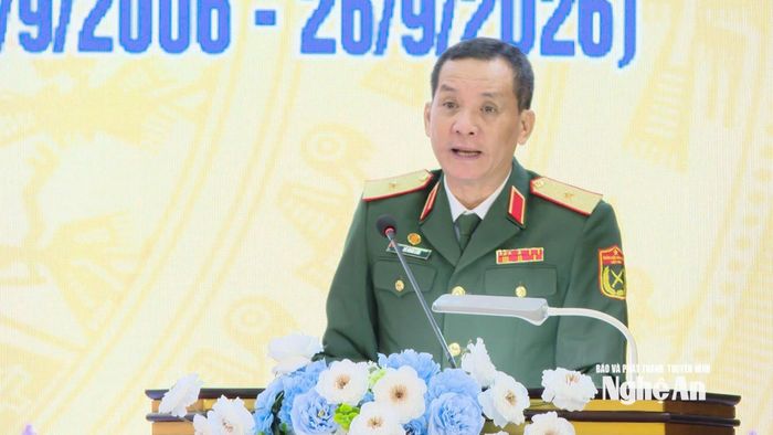 Thiếu tướng, TS. Đỗ Hồng Lâm - Phó Chủ tịch Thường trực Hội Nạn nhân chất độc da cam/dioxin Việt Nam phát biểu. Ảnh: Thanh Nhàn