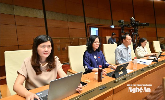 Đoàn ĐBQH tỉnh dự kỳ họp. Ảnh: Viết Chung