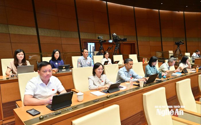 Đoàn ĐBQH tỉnh dự kỳ họp. Ảnh: Viết Chung