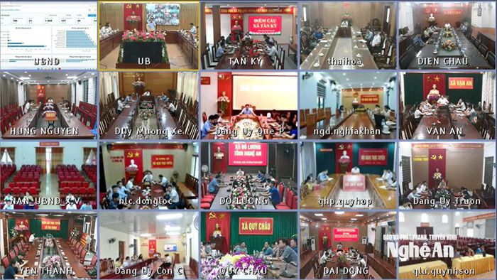 Các điểm cầu tham gia trực tuyến. Ảnh: Phan Trung Tú