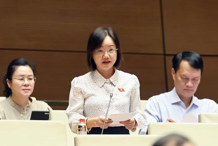 Đại biểu Quốc hội tỉnh Nghệ An Thái Thị An Chung phát biểu. (Ảnh: Doãn Tấn/TTXVN)