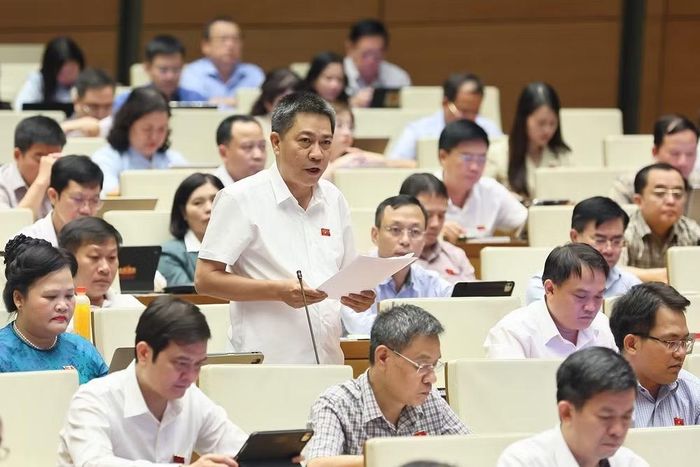 Đại biểu Quốc hội thành phố Huế Nguyễn Tiến Nam phát biểu. (Ảnh: Doãn Tấn/TTXVN)