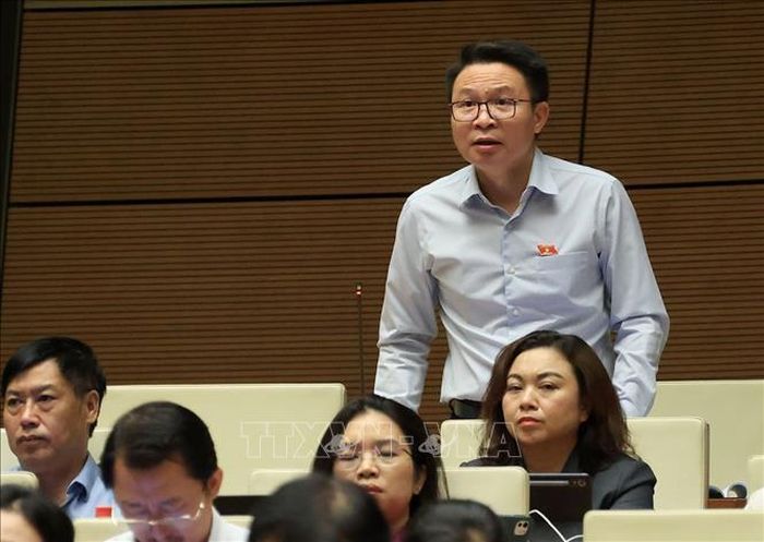 Đại biểu Quốc hội tỉnh Phú Thọ Nguyễn Minh Tuấn phát biểu. Ảnh: Tuấn Anh/TTXVN