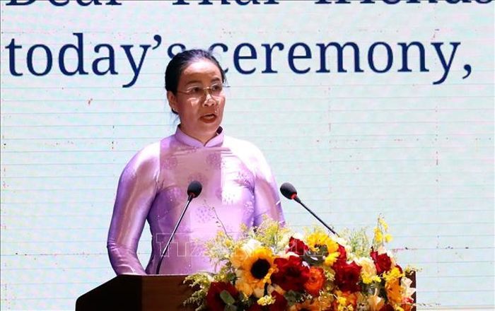 Phó Chủ tịch UBND thành phố Đà Nẵng Nguyễn Thị Anh Thi phát biểu tại lễ kỷ niệm. Ảnh: Trần Lê Lâm/TTXVN