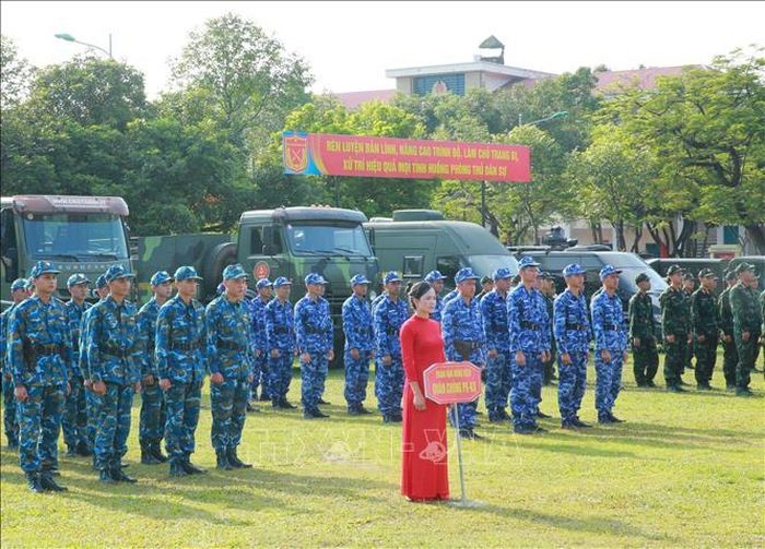 Các lực lượng tham gia khai mạc Hội thao. Ảnh: Trọng Đức/TTXVN