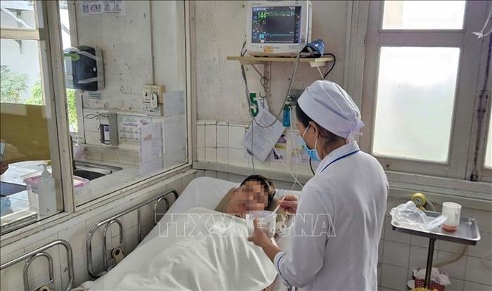 Nhân viên y tế Bệnh viện Bệnh Nhiệt đới Thành phố Hồ Chí Minh chăm sóc, điều trị cho người bệnh sốt rét. Ảnh: TTXVN phát