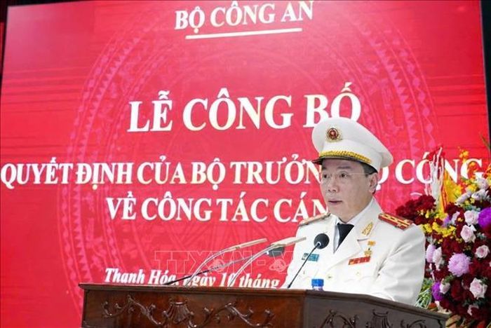 Đại tá Hoàng Quốc Việt, Giám đốc Công an tỉnh Thanh Hóa phát biểu. Ảnh: TTXVN phát