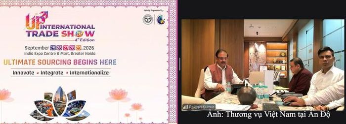 Ông Rakesh Kumar, chủ tịch trung tâm triển lãm India Exposition Mart Limited (IEML) trình bày về triển lãm UPITS 2026.