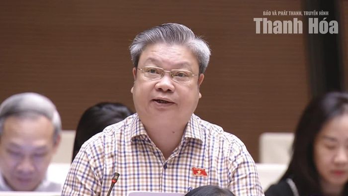Đại biểu chuyên trách Đoàn ĐBQH tỉnh Thanh Hóa Bùi Văn Dũng phát biểu tại phiên thảo luận.