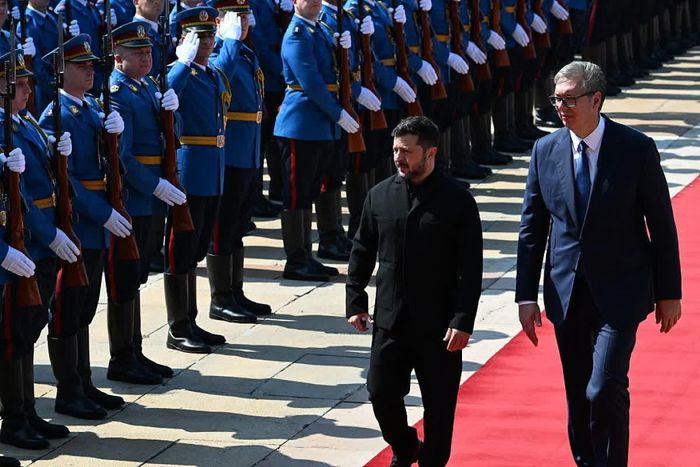 Tổng thống Serbia Aleksandar Vucic và Thủ tướng Zelenskyy tại Belgrade, ngày 8 tháng 8 năm 2026. Ảnh: Anadolu.
