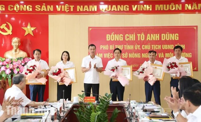 Phó Bí thư Tỉnh ủy, Chủ tịch UBND tỉnh Tô Anh Dũng trao tặng Bằng khen cho các tập thể, cá nhân.