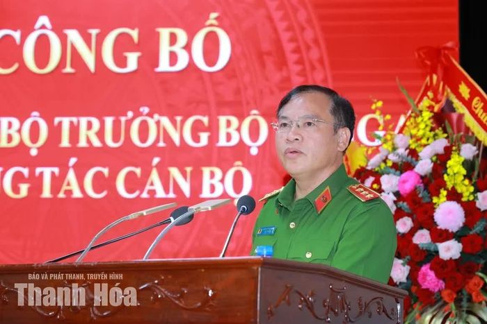 Thượng tướng Nguyễn Văn Long, Ủy viên Trung ương Đảng, Thứ trưởng Bộ Công an phát biểu tại buổi lễ.