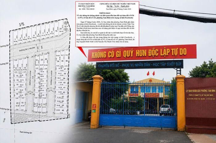 Bản đồ phân lô của khu đất đang được cháo bán trên mạng, được UBND phường Tam Bình cảnh báo, khu đất chưa có chủ trương cho chủ sử dụng đất thực hiện xây dựng các tuyến đường giao thông. (Ảnh: AI)