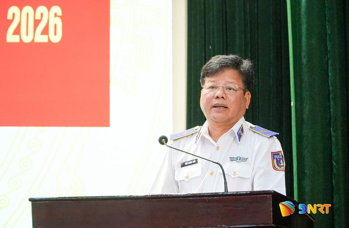 Thiếu tướng Trần Quang Tuấn, Tư lệnh Vùng Cảnh sát biển 2 phát biểu khai mạc. Ảnh: HỒ QUÂN