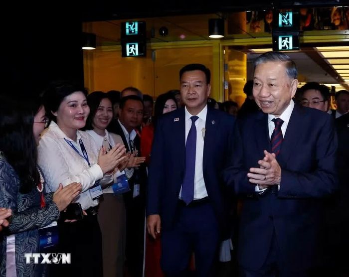 Tổng Bí thư, Chủ tịch nước Tô Lâm dự và phát biểu tại Diễn đàn Khoa học - Công nghệ - Đổi mới sáng tạo, Giáo dục - Đào tạo và Phát triển nguồn nhân lực Tech Connect tại Đại học Công nghệ Sydney. (Ảnh: Thống Nhất/TTXVN)