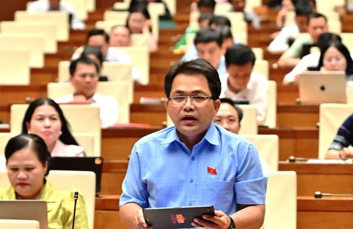  ĐB Trường Trung Tuyến đề nghị phân định rõ trách nhiệm: Cơ quan nào chủ trì xây dựng, quản lý và tổ chức thi hành pháp luật trong lĩnh vực nào thì phải chịu trách nhiệm cung cấp nội dung, tài liệu, hướng dẫn. Ảnh: Đoàn ĐBQH tỉnh Gia Lai 