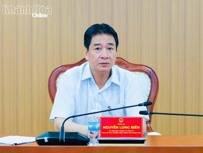 Phó Chủ tịch Thường trực UBND tỉnh Nguyễn Long Biên chủ trì cuộc họp.