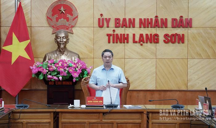 Đồng chí Đoàn Thanh Sơn, Phó Chủ tịch UBND tỉnh phát biểu tại cuộc họp