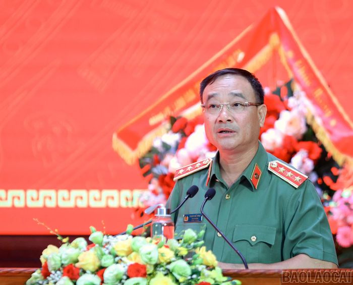 Thượng tướng Phạm Thế Tùng - Thứ trưởng Bộ Công an phát biểu giao nhiệm vụ tại buổi lễ.