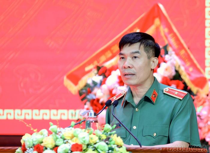 Thiếu tướng Cao Minh Huyền phát biểu tại buổi lễ.