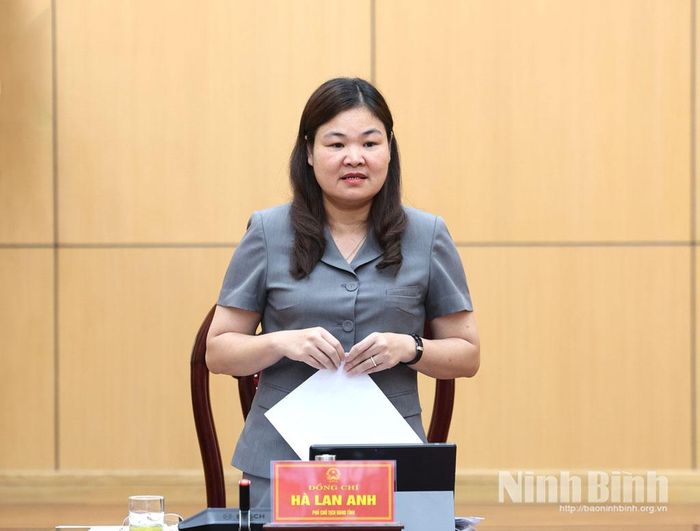 Đồng chí Phó Chủ tịch UBND tỉnh Hà Lan Anh phát biểu kết luận hội nghị.