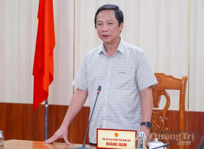 Đồng chí Hoàng Nam, Phó Chủ tịch Thường trực UBND tỉnh phát biểu tại buổi làm việc - Ảnh: N.H