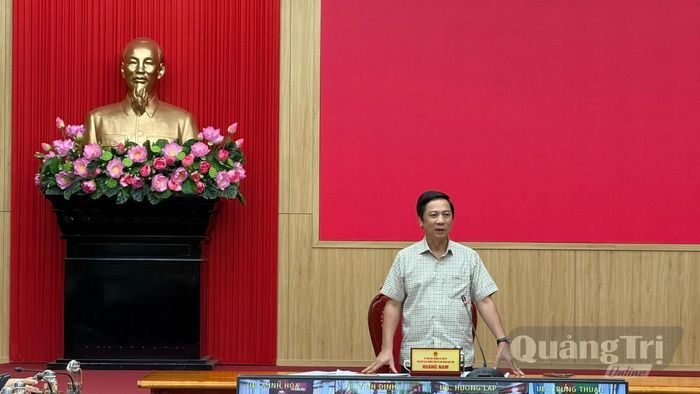 Đồng chí Hoàng Nam, Phó Chủ tịch Thường trực UBND tỉnh phát biểu kết luận tại cuộc họp - Ảnh: N.L