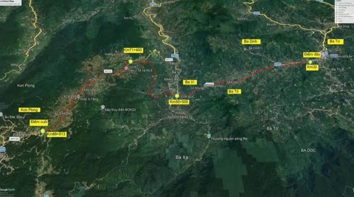 Bình đồ hướng tuyến QL24 sắp được phê duyệt để triển khai thi công trên thực địa. Trong đó, đoạn mở mới dài gần 13km có điểm đầu tại Km 50+500 và điểm cuối tại Km 71+400.