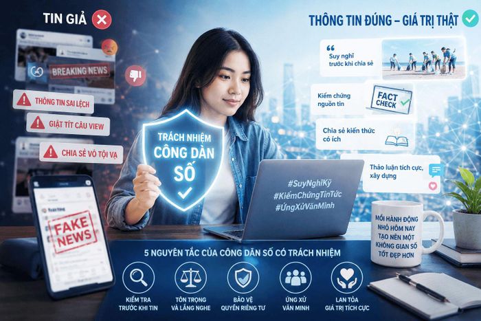 Xây dựng văn hóa số bắt đầu từ trách nhiệm của mỗi công dân. Minh họa: Khắc Minh