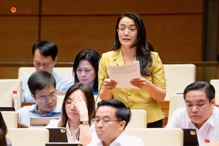 ĐBQH Hoàng Thị Thu Trang (Nghệ An) phát biểu. Ảnh: Phạm Thắng