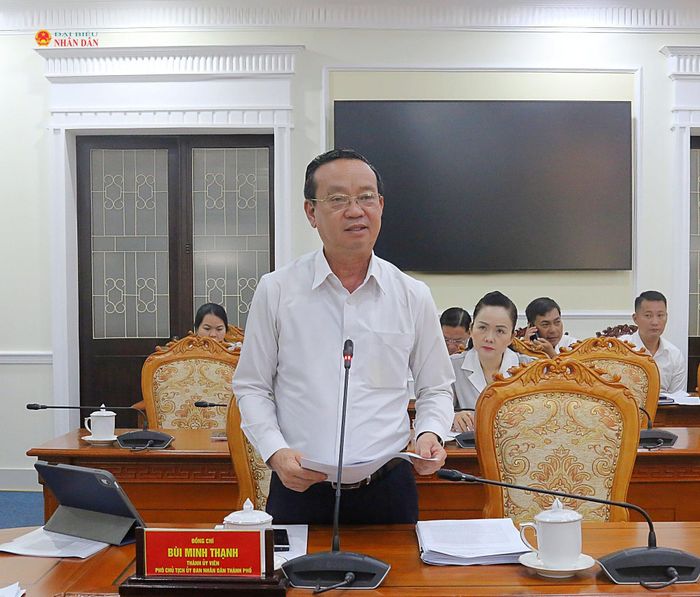 Phó Chủ tịch UBND thành phố Bùi Minh Thạnh phát biểu