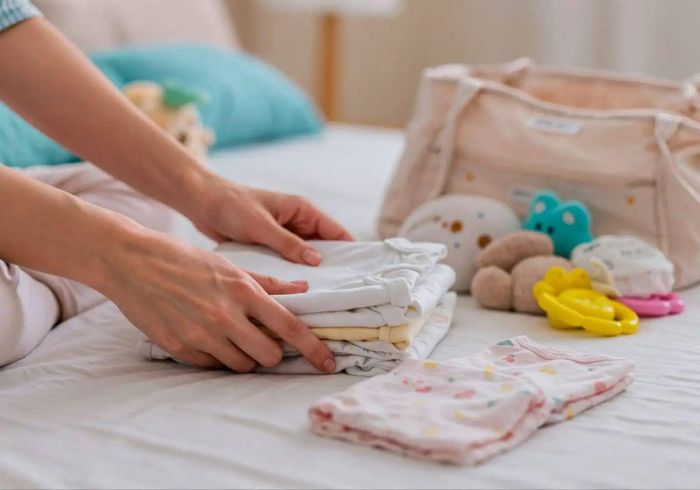 Quần áo sơ sinh nên ưu tiên chất liệu mềm mại, thoáng mát và phù hợp với thời tiết (Ảnh minh họa)