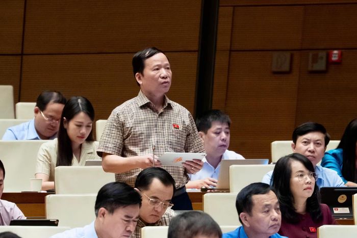 Đại biểu Đặng Hồng Ân (Đoàn ĐBQH tỉnh Lạng Sơn) phát biểu tại phiên thảo luận.