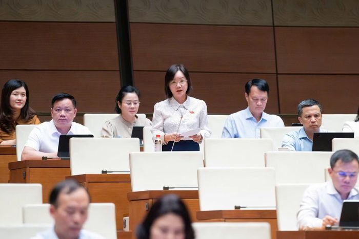 Đại biểu Thái Thị An Chung (Đoàn ĐBQH tỉnh Nghệ An) phát biểu thảo luận.