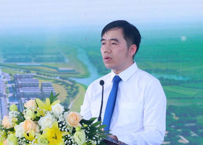 Ông Hà Văn Giang – Giám đốc Điều hành Công ty Cổ phần TNG Land phát biểu tại Lễ khởi công dự án Khu dân cư Homie Spring (xã La Bằng, tỉnh Thái Nguyên).