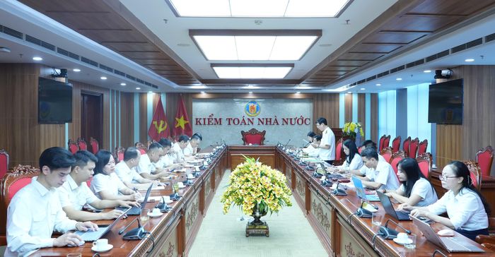 Quang cảnh Hội nghị công bố Quyết định kiểm toán Chuyên đề công tác thanh tra, kiểm tra thuế; miễn, giảm, gia hạn thời hạn nộp thuế; hoàn thuế GTGT giai đoạn 2023 - 2025 tại Cục Thuế.