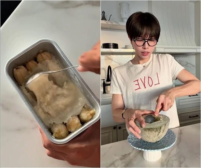Loại kem này sẽ không cần phải cho vào tủ lạnh nữa mà chỉ việc lấy thìa cạo để trộn lẫn các thành phần với nhau vì hoa quả đã để đông lạnh từ trước.