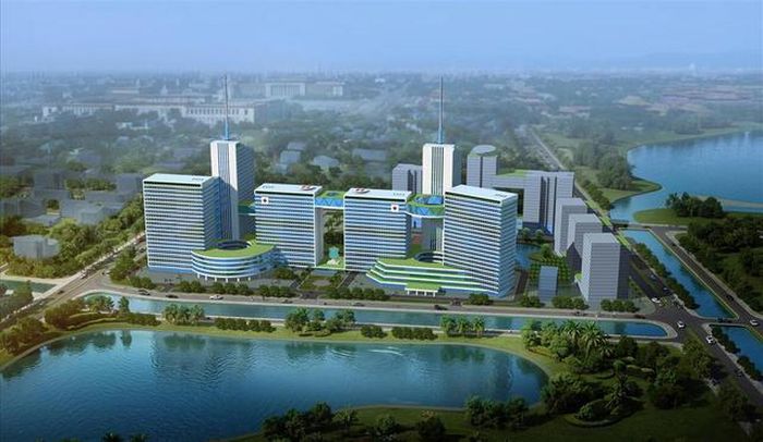 Phối cảnh khu 1 (lô D1) - Khu phức hợp y tế - Chăm sóc sức khỏe người cao tuổi - Đại học Y Hà Nội.