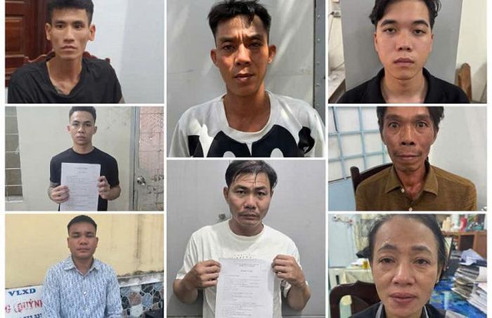 Các bị can bị bắt trong chuyên án. Ảnh: Công an tỉnh An Giang.