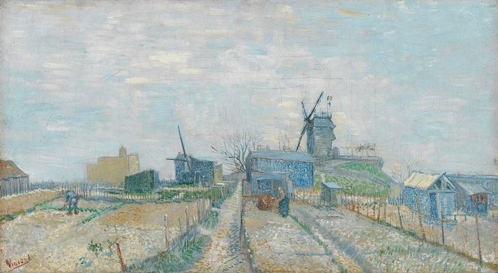  Bức tranh Montmartre: Cối xay gió và đất canh tác của danh họa Vincent van Gogh được vẽ vào năm 1887. Ảnh: wikimedia. 