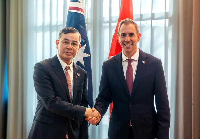  Bộ trưởng Tài chính Ngô Văn Tuấn làm việc với Bộ trưởng Ngân khố Australia Jim Chalmers. Ảnh: Bộ Tài chính. 