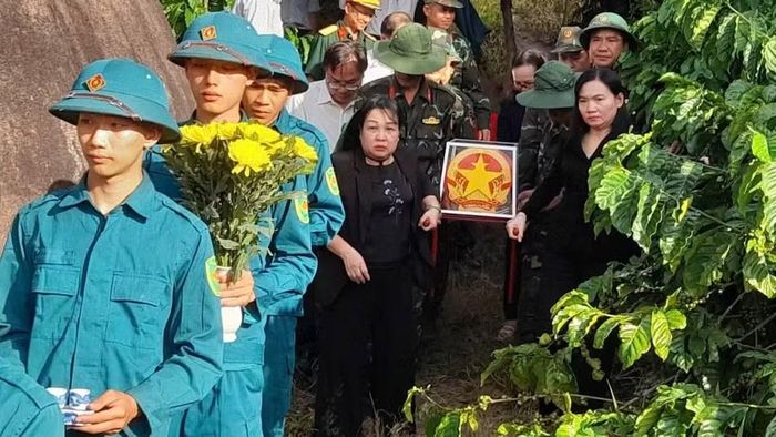 Hài cốt được đưa về thờ cúng, bảo quản tại Nhà linh Nghĩa trang Liệt sĩ xã Krông Bông, tỉnh Đắk Lắk. (Ảnh: Quốc Khánh)