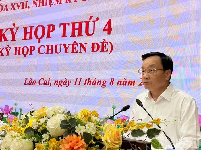 Đồng chí Đỗ Đức Minh, Giám đốc Sở Tài chính báo cáo tờ trình tại kỳ họp.