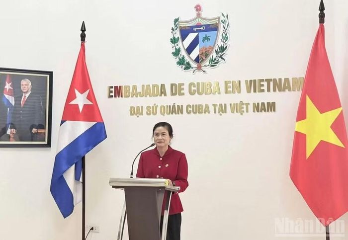 Chủ tịch Trung ương Hội Chữ thập đỏ Việt Nam Đỗ Thị Thu Thảo phát biểu tại sự kiện.